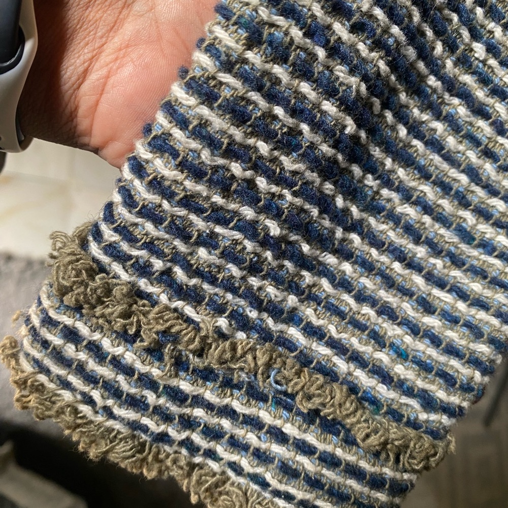 Zara Weave Crop Jacket in Blue & Sage - Picture 5 of 12